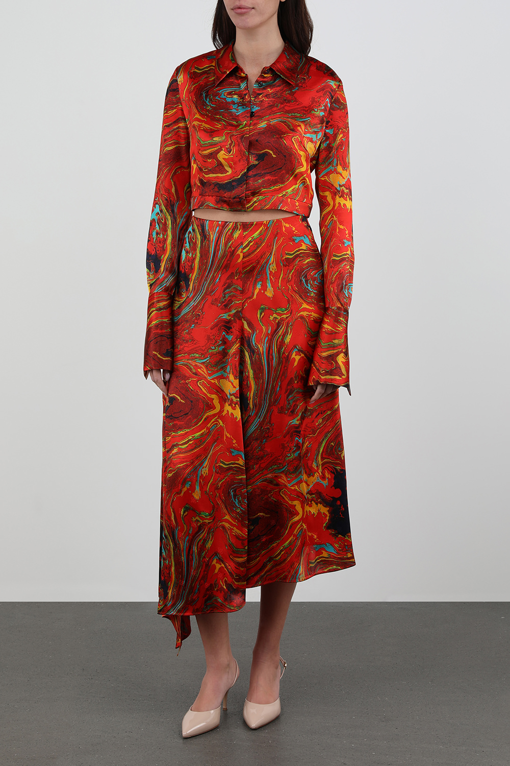 חצאית סאטן כתומה